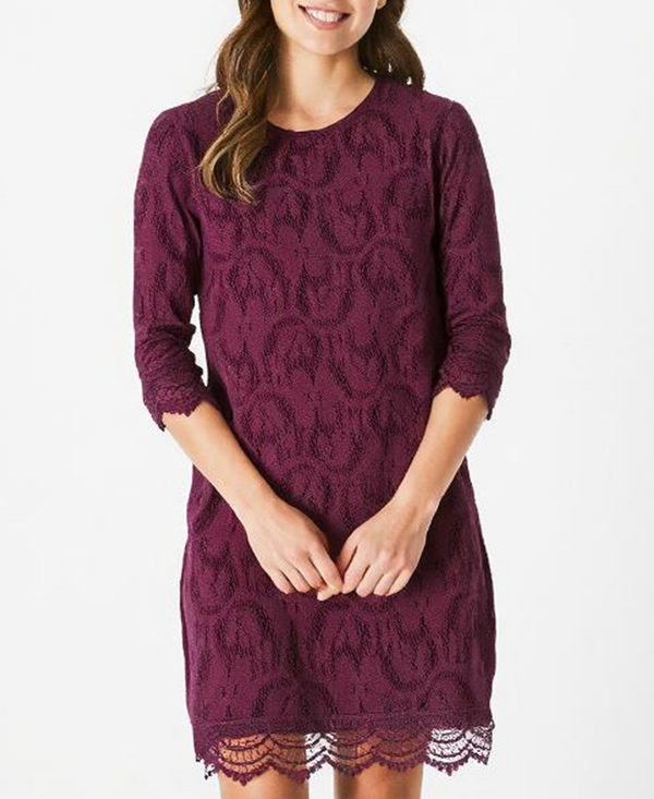 Burgundy Mesh Dress