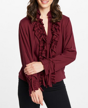 Burgundy Ruffle Detail Top