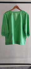Green V-Neck Button Shirt