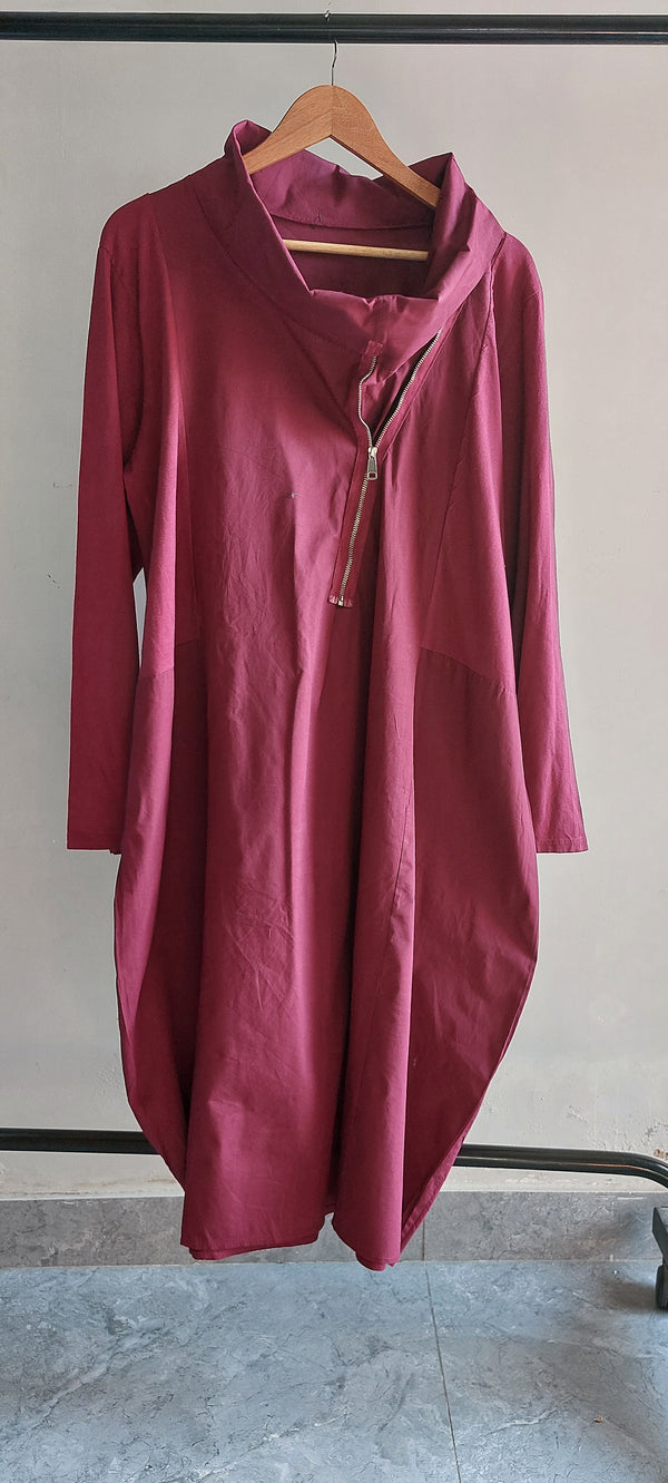 Burgundy Cowl Neck Dress