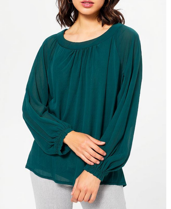 Teal Sheer Sleeve Shirt