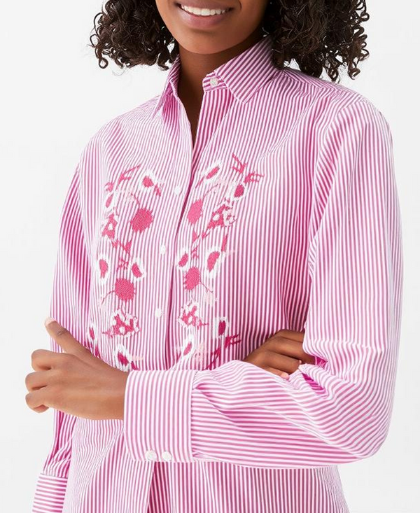 Red & White Striped Flower Shirt