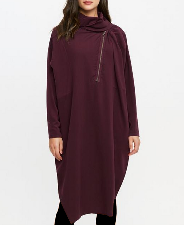 Burgundy Cowl Neck Dress