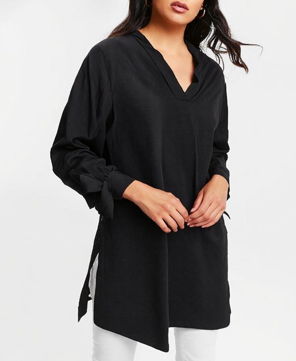 Black V-Neck Dot Shirt