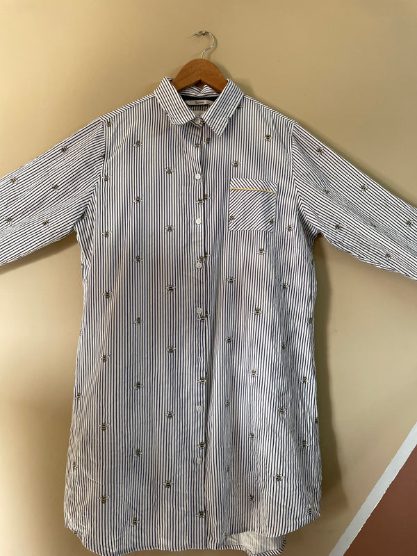 Long Embroidered Button Shirt